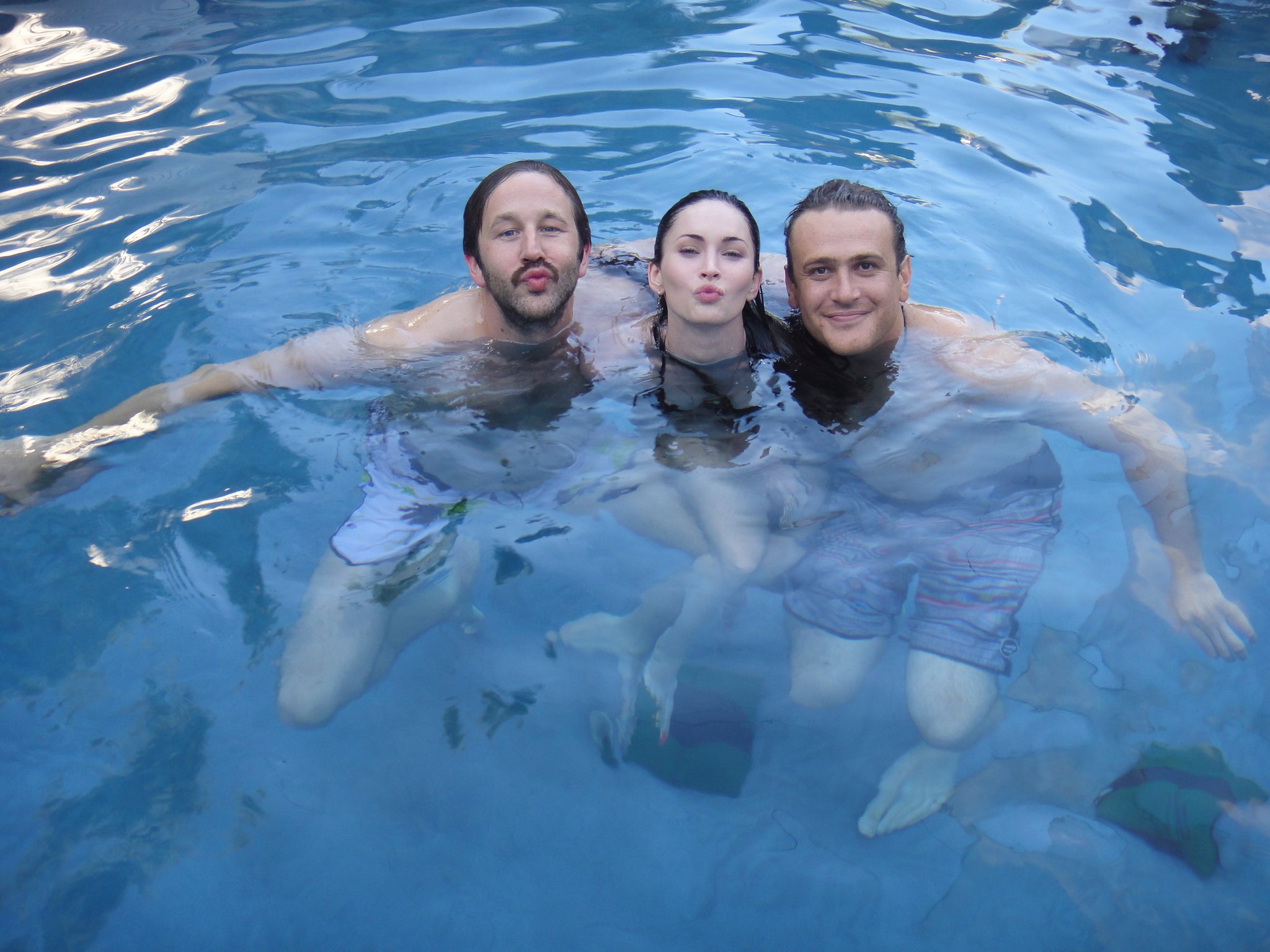 Megan Fox Swims with ‘Two Very Handsome Men’ .